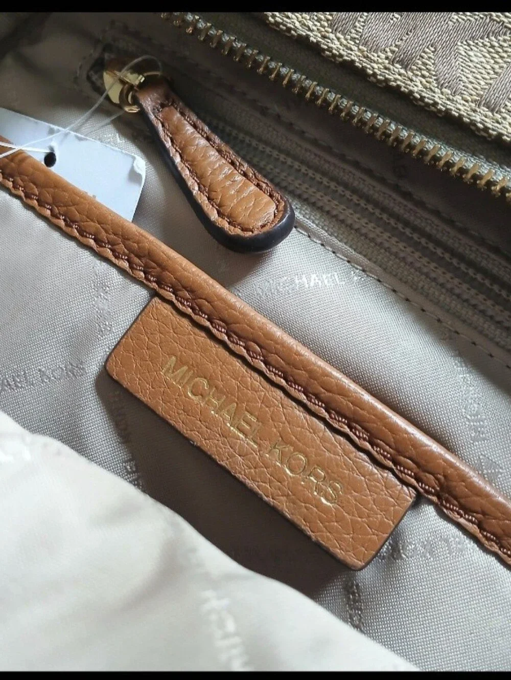 Michael Kors Tan/Brown Signature Logo Medium. Backpack. MSRP $428.